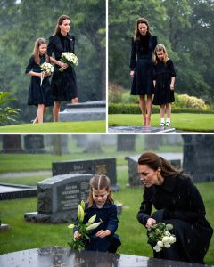 Drenched in Rain, Dressed in Black: Kate Middleton Walked Hand in Hand with Princess Charlotte Toward the Place Where Memory and Silence Hold Unspoken Truths